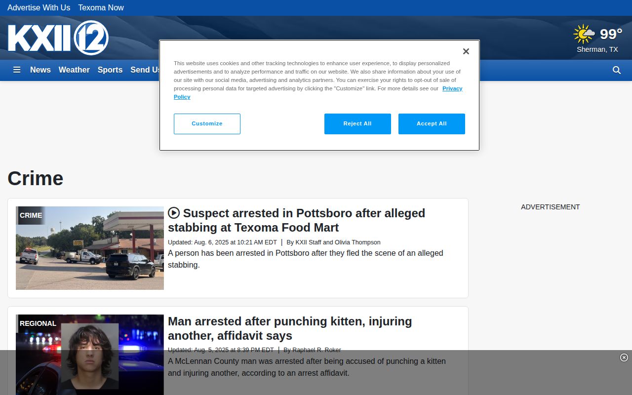 Coal County crime news source, KXII regional crime section