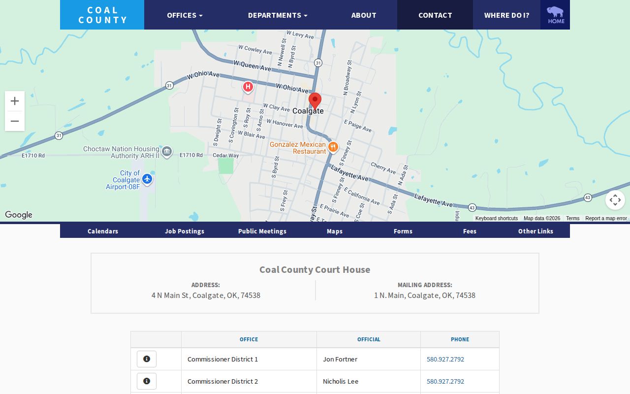 Coal County booking record contact route