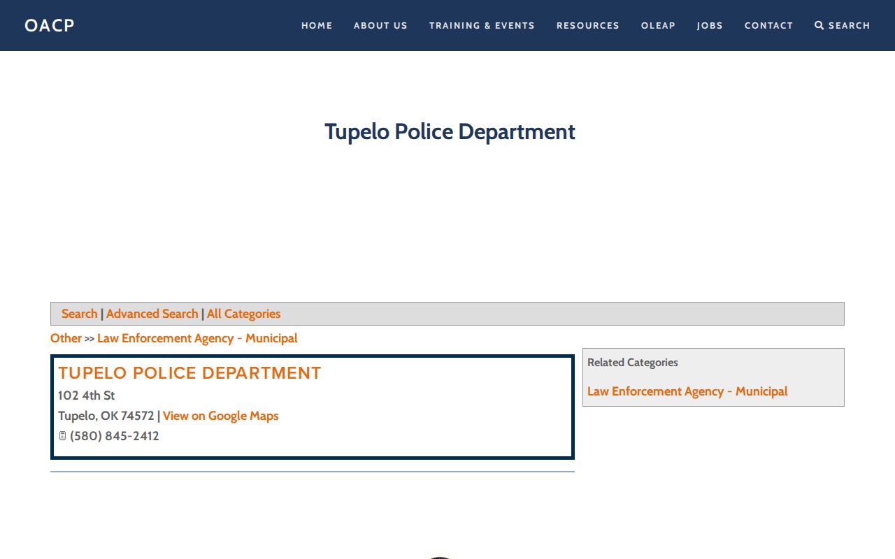 Coal County Tupelo police contact for arrest-record requests